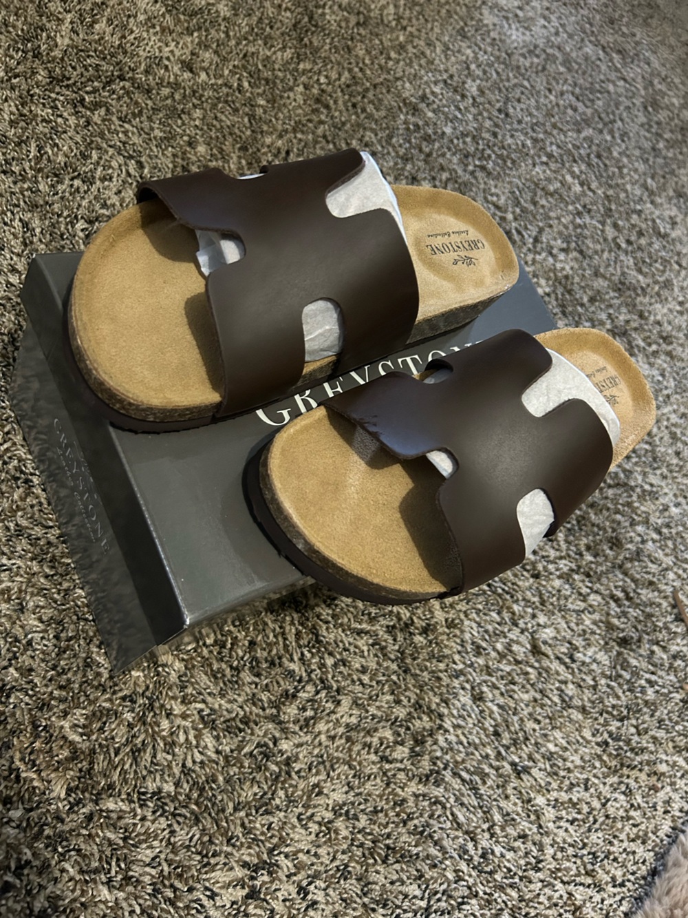 Women’s Brown Slide Sandals with Contoured Footbed
